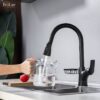 Vòi Rửa Chén Rút Dây Đồng Sơn Tĩnh Điện Màu Đen Holer CHL918
