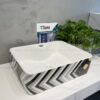Chậu Lavabo Đặt Bàn Vuông Sọc Hoa Văn TTCERA LB139