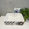 Chậu Lavabo Đặt Bàn Vuông Sọc Hoa Văn TTCERA LB139