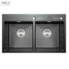 Chậu Rửa Chén 2 Hộc Inox Phủ Nano Đen HoLer HLCRNN718-8245
