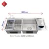 Chậu Rửa Chén Vắt Dao Hộc Rác INOX 304 TTCERA CR910 – 12050