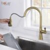 Vòi Rửa Chén Rút Dây Đồng Thau Mạ Vàng Holer CHL927