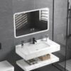 Tủ Lavabo Bàn Đá Bóng Trắng 2 Tầng Chống Trầy TLVBD-21
