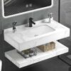 Tủ Lavabo Bàn Đá Bóng Trắng 2 Tầng Chống Trầy TLVBD-21