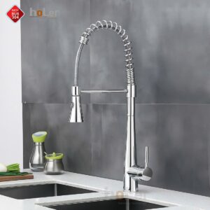 Vòi Rửa Chén Dây Rút Lò So Đồng Thau Mạ Crome Holer CHL944
