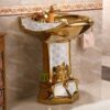 Chậu Lavabo Trụ Mạ Vàng TTCERA LB113