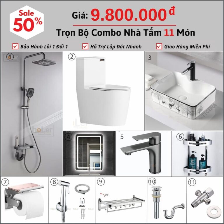 Combo Nhà Vệ Sinh HoLer Germany Trọn Bộ 11 Món CBHL11-9800