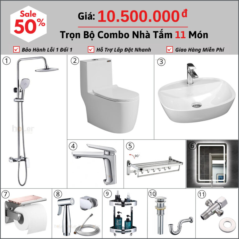 Combo Nhà Vệ Sinh Trọn Bộ 11 Món 10.5 triệu hoLer CBHL11-10500