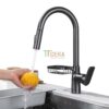 Vòi Rửa Chén Rút Nóng Lạnh Đồng Thau Sơn Tĩnh Điện Xám TTCERA CNL435