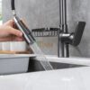 Vòi Rửa Chén Rút Nóng Lạnh Đồng Thau Sơn Tĩnh Điện Xám TTCERA CNL435