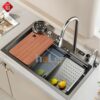 Combo Chậu Rửa Chén Kèm Vòi Đơn Thác Nước HOLER HLCRNN723-9046