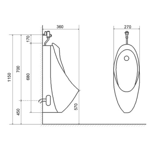 Bồn Tiểu Nam Treo Tường hoLer HLTN-03 (Phiên Bản Xả Nhấn)