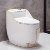 Bồn Cầu Trứng 1 Khối Trắng Viền Vàng TTCERA BC071WY