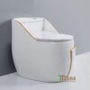 Bồn Cầu Trứng 1 Khối Trắng Viền Vàng TTCERA BC071WY