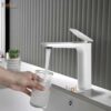 Vòi Lavabo Nóng Lạnh Đồng Thau Sơn Tĩnh Điện Trắng Holer HL-LB699