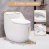 Bồn Cầu Trứng 1 Khối Trắng Viền Vàng TTCERA BC071WY