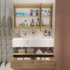Tủ Lavabo 2 Tầng Bàn Đá Trắng và Tủ Nhựa PVC Giả Gỗ TLVBD-41