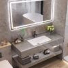 Tủ Lavabo Bàn Đá Xám Vân 2 Tầng Chống Trầy Tràn Viền TLVBD-44