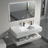 Tủ Lavabo Bàn Đá Trắng Vân Mây 2 Tầng Chống Trầy Tràn Viền TLVBD-42