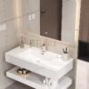 Tủ Lavabo Bàn Đá Trắng Vân Mây 2 Tầng Chống Trầy Tràn Viền TLVBD-42