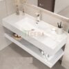 Tủ Lavabo Bàn Đá Trắng Vân Mây 2 Tầng Chống Trầy Tràn Viền TLVBD-42