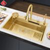 ComboChậu Rửa Chén Kèm Vòi Đơn Thác Nước Inox 304 Mạ Vàng hoLer HLCR721-7846