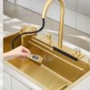ComboChậu Rửa Chén Kèm Vòi Đơn Thác Nước Inox 304 Mạ Vàng hoLer HLCR721-7846