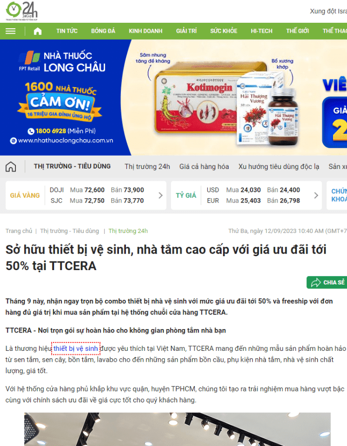 Báo chí nhắc về cửa hàng thiết bị vệ sinh TTCERA