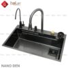 Combo Chậu Rửa Chén Kèm Vòi Đơn Thác Nước Nano Đen HOLER HLCRNN725-9046