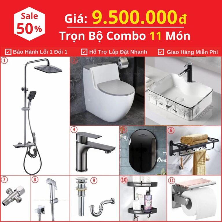 Combo Nhà Vệ Sinh Trọn Bộ 11 Món Cao Cấp 9.5 Triệu CB11-9500