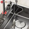 Combo Chậu Rửa Chén Kèm Vòi Đơn Thác Nước Vắt Dao Phủ Nano Đen HOLER HLCRNN720-7546VD