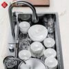 Combo Chậu Rửa Chén Kèm Vòi Đơn Thác Nước Vắt Dao Phủ Nano Đen HOLER HLCRNN720-7546VD