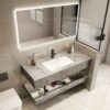 Tủ Lavabo Bàn Đá Nâu Bóng 2 Tầng Chống Trầy TLVBD-54