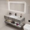 Tủ Lavabo Bàn Đá Nâu Bóng 2 Tầng Chống Trầy TLVBD-54