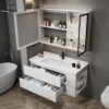 Tủ Lavabo Nhựa PVC Đặc Có Led Màu Trắng TTCERA TLVB129-8047