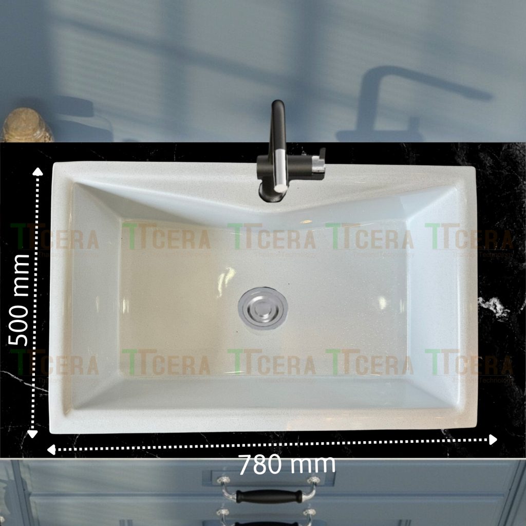 Chậu Rửa Chén Đá Trắng Nhân Tạo Siêu Mịn TTCERA CRĐT-7850