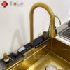 Combo Chậu Rửa Chén Kèm Vòi Mạ Vàng 5 Phím Hiển Thị Nhiệt Độ HOLER HLCRNN729-7546