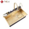 Combo Chậu Rửa Chén Kèm Vòi Mạ Vàng 5 Phím Hiển Thị Nhiệt Độ HOLER HLCRNN729-7546