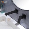 Vòi Lavabo Âm Tường Đồng Thau Sơn Tĩnh Điện Đen HoLer HL-LBA610