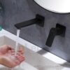 Vòi Lavabo Âm Tường Đồng Thau Sơn Tĩnh Điện Đen HoLer HL-LBA610