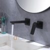 Vòi Lavabo Âm Tường Đồng Thau Sơn Tĩnh Điện Đen HoLer HL-LBA610
