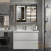 Tủ Lavabo Nhựa Đặc PVC Vân Gỗ Tủ Gương Led TLVB161