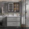 Tủ Lavabo Nhựa Đặc PVC Vân Gỗ Tủ Gương Led TLVB161