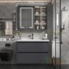 Tủ Lavabo Nhựa Đặc PVC Vân Gỗ Tủ Gương Led TLVB161