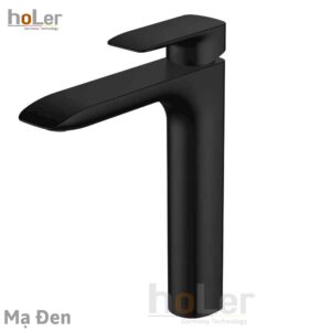 Vòi Lavabo Nóng Lạnh Đồng Thau Cao 30cm Holer HL-LB705 Đen