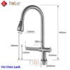 Vòi rửa chén Lạnh Thác Nước Rút Dây Inox SUS 304 Holer CHL971