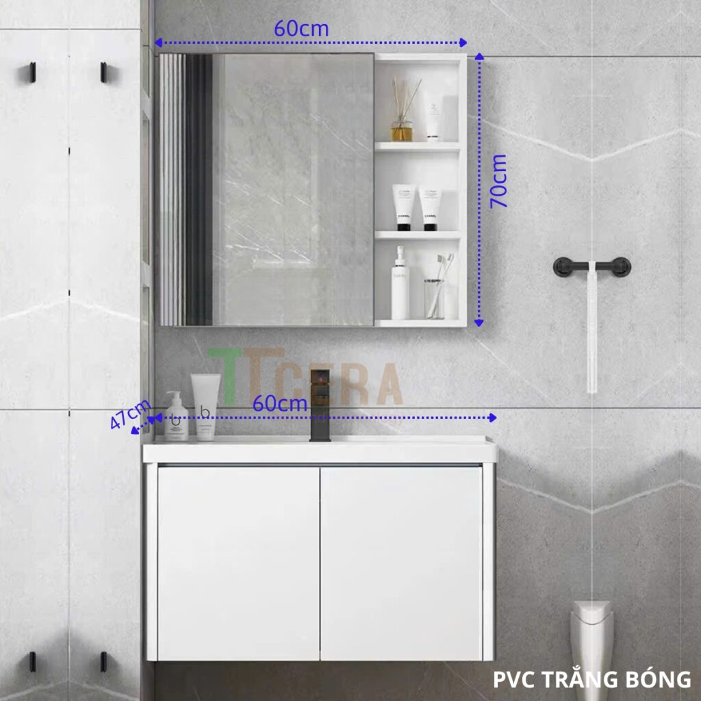 Tủ Lavabo Nhựa Đặc PVC Và Tủ Gương TLVB172