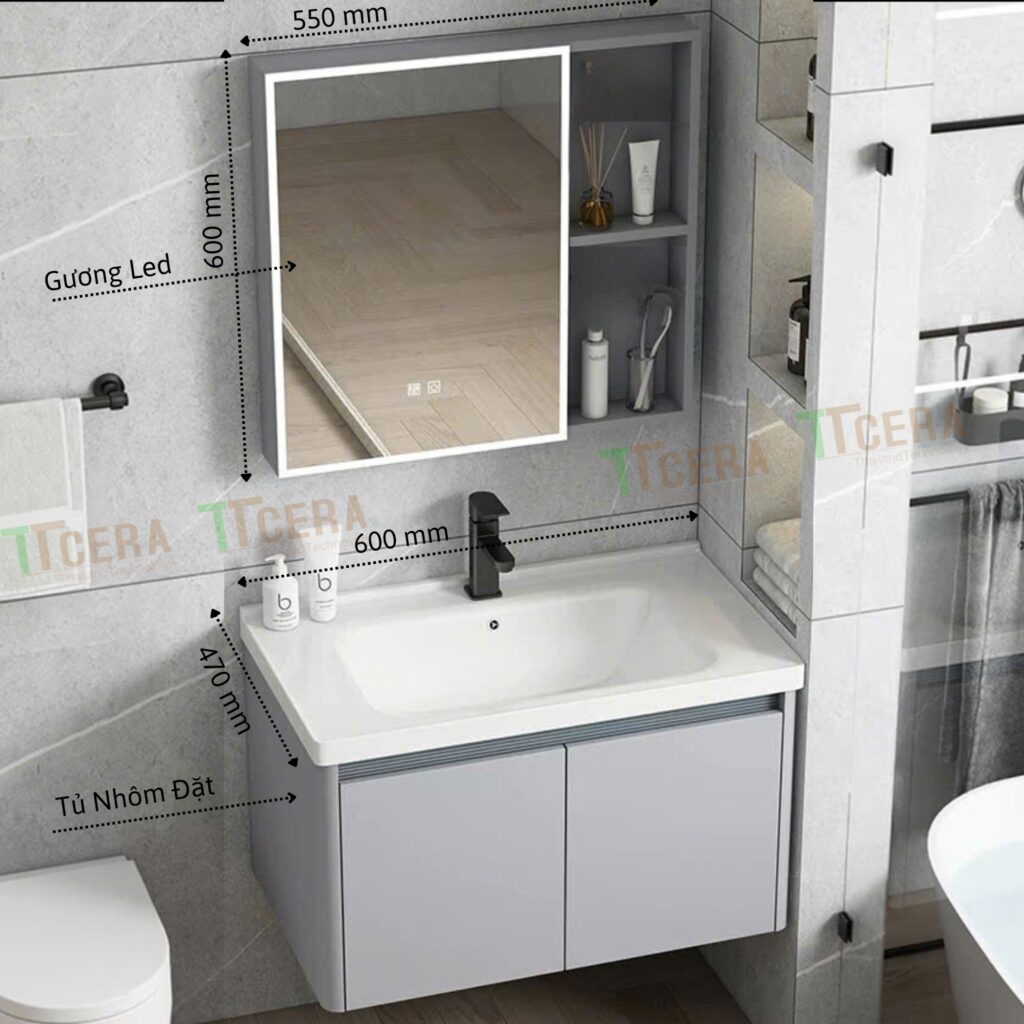 Tủ Lavabo Nhôm Led Cao Cấp TTCERA TLVB173