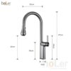 Vòi Rửa Chén Rút Dây Đồng Sơn Tĩnh Điện Màu Xám Holer CHL973