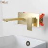 Vòi Lavabo Âm Tường Đồng Thau Mạ Vàng Mờ HoLer HL-LBA613